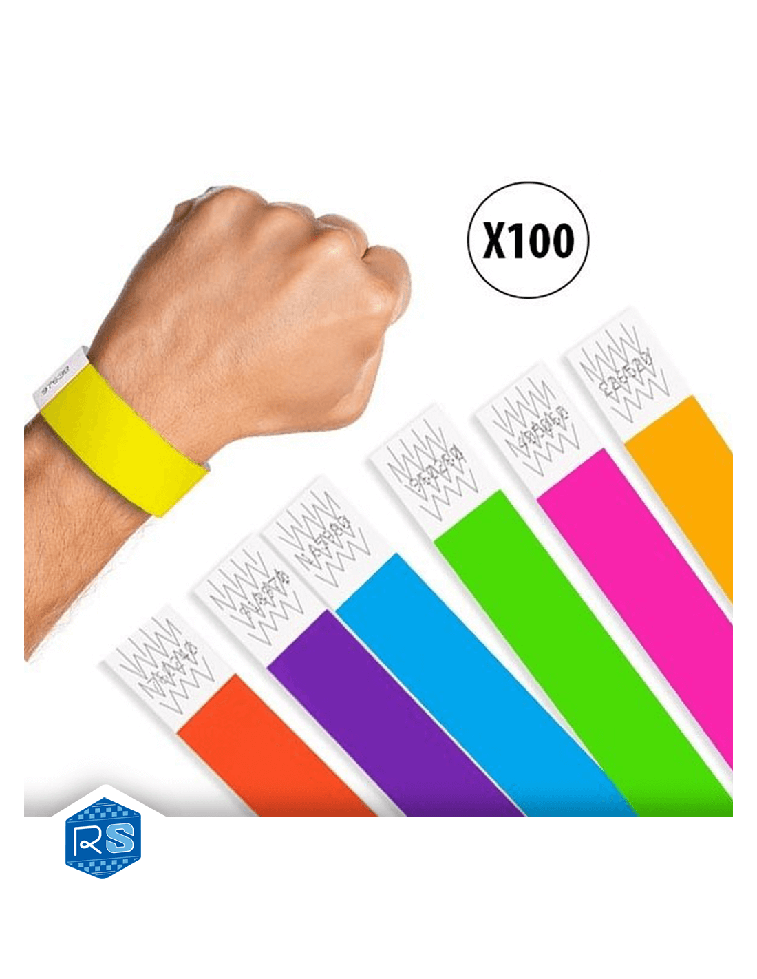 100 Bracelets événementiels Fluo – Jaune Fluorescent – Étiquettes D’identification Pour Concerts, Festivals – 25 Cm – Imperméables