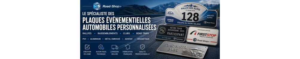 Plaques de rallye personnalisées pour auto - Road-Shop